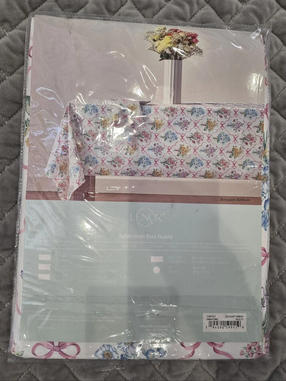 Lenox Bouquet Ribbon Tablecloth - Multicolored Floral - 60x84